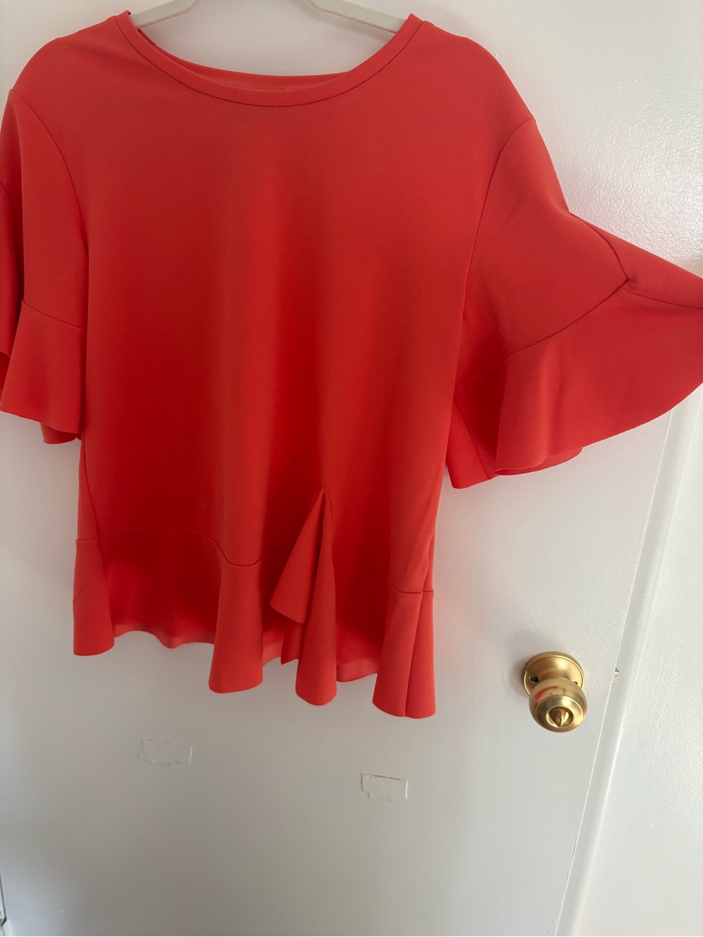 Worthington Coral Ruffle Sleeve Peplum Top
